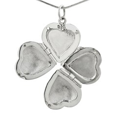 Sterling Silver 4-way Etched Heart Locket Necklace