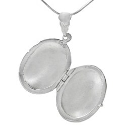 Sterling Silver Etched Oval Locket Necklace
