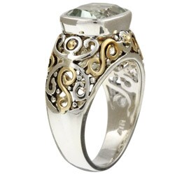 Meredith Leigh 14k Gold and Silver Green Amethyst Ring