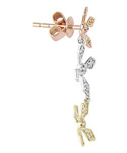 14k Tri-color Gold 1/10ct Diamond Earrings