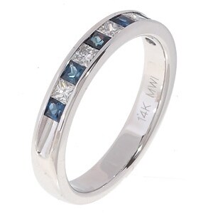 14k White Gold 1/4ct Diamond & Blue Sapphire Ring