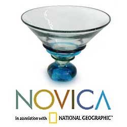 Set of 4 Blown Glass 'Three Ribbons' Martini Glasses (Mexico)