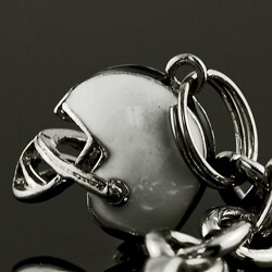 Silvertone Photo with Football Charm Keychain