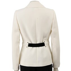 Tahari ASL Women's Cream/ Black Belted Pant Suit