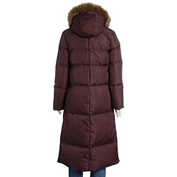 DKNY Women's Long Quilted Zip-front Down Coat