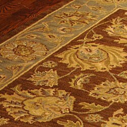 Handmade Heritage Kerman Brown/ Blue Wool Rug (6' x 9')