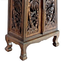Hand-carved Coconut Palm 50-inch Storage Cabinet