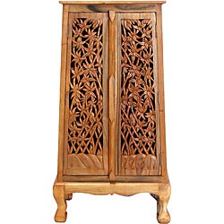 Hand-carved Bamboo Trees 50-inch Storage Cabinet