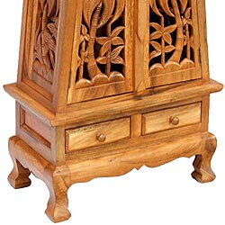 Hand-carved Palm Trees Storage Cabinet/ End Table