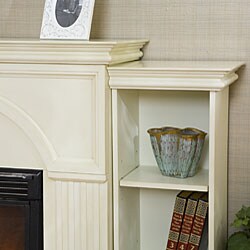 Luxemburg White Bookcase/ Electric Fireplace with Remote