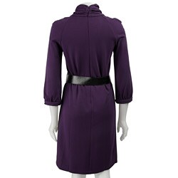 Ellen Tracy Women's Turtleneck Belted Dress