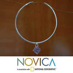 Sterling Silver 'Lily Star' Amethyst Choker (Indonesia)