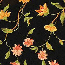 Hand-hooked Garden Black Wool Runner (2'6 x 8')
