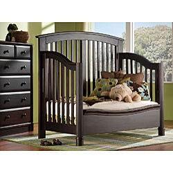 Solid Wood Espresso Convertible Crib with Guard Rail