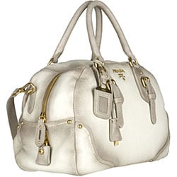 Prada White Pebble Deerskin Bowler Bag - 11580505 - Overstock.com ...