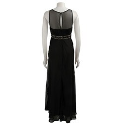 JS Boutique Women's Black Long Chiffon Dress