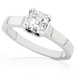 14k Gold 3/4ct Asscher Diamond Solitaire Ring (HI, SI1)