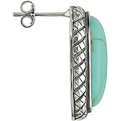 Sterling Silver Rectangular Turquoise Earrings