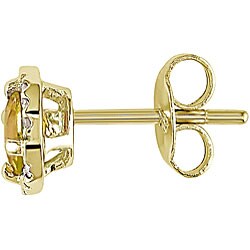 14k Yellow Gold Citrine and Diamond Earrings