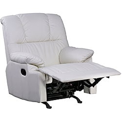 Cream Leather Rocker Recliner Chair