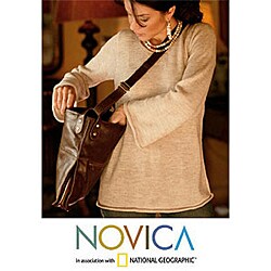 Leather 'Organized in Brown' Shoulder Bag (Peru)