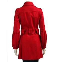 Coffee Shop Women's Balloon Sleeve Belted Coat