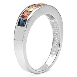 Sterling Silver and Multi-sapphire Squares Ring