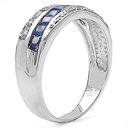 Sterling Silver Sapphire and White Topaz Ring