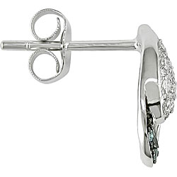 10k Gold 1/6ct TDW Blue and White Diamond Earrings