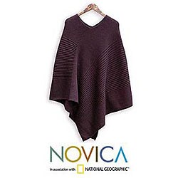 'Dark Brown Sophistication' Alpaca Poncho (Peru)