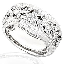 Palladium 1/4ct TDW Diamond Floral Wedding Band (H-I, SI)