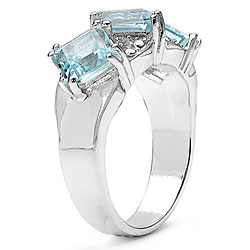 Sterling Silver Blue Topaz and White Topaz Ring (Size 7)