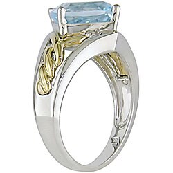 Sterling Silver and 14k Gold Sky Blue Topaz Ring