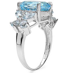 Sterling Silver Genuine Blue Topaz and White Topaz Ring