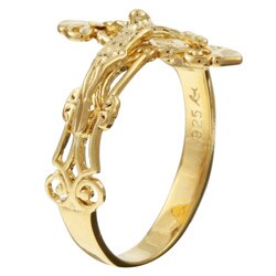 Caribe 14k Gold over Sterling Silver Crucifix Ring