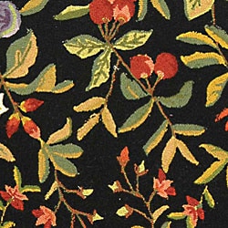 Hand-hooked Garden Black Wool Rug (8'9 x 11'9)