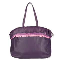 Prada Nappa Leather Fringed Purple Tote