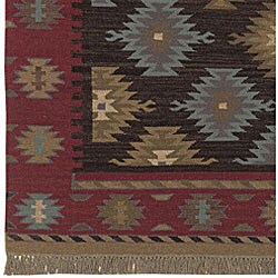 Hand-woven Santa Fe Collection Wool Rug (5' x 8')