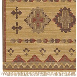 Hand-woven Tan Wool Rug (8' x 11')