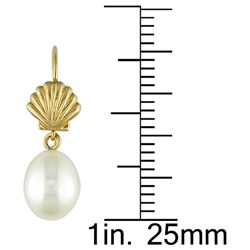 10k Yellow Gold Pearl Hook Earrings (6-7 mm)
