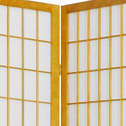 Wood and Rice Paper 6.5-foot 4-panel Windowpane Room Divider (China)