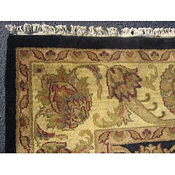 Indo Mahal Black/ Beige Wool Rug (9' x 12')