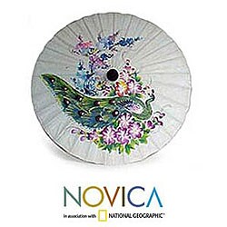 Saa Paper 'Peacock and Flowers' Parasol (Thailand)