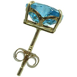 10k Gold Blue Topaz Heart Earrings