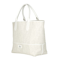 Fendi White Woven Zucca Spalmati Shopping Tote Bag