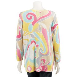 Red Women's Plus Size 3/4-sleeve Crewneck Cardigan