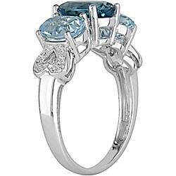10k Gold Blue Topaz and Diamond Accent Ring