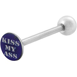 Adult Surgical Steel 'Kiss My Ass' Barbell Tongue Ring