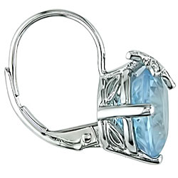 10k White Gold Blue Topaz and Diamond Earrings
