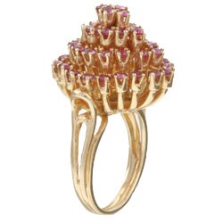 14k Yellow Gold Ruby Estate Cluster Ring (Size 6)